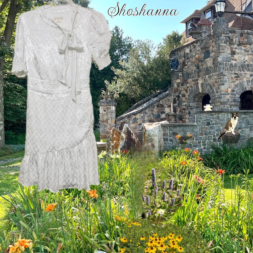 NWT $420 Anthro | Shoshanna |Pussycat Bow | Lined Ruffle Dress 20th Anniversary